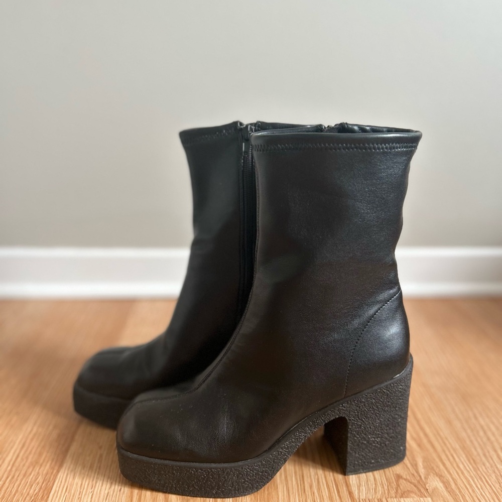 Black Leather Ankle Boots- waterproof